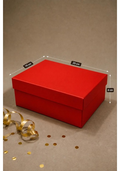 Kolix Kırmızı Hediye Kutusu 25x19x8 Cm Premium Kapaklı Hediye Ambalaj Kutusu