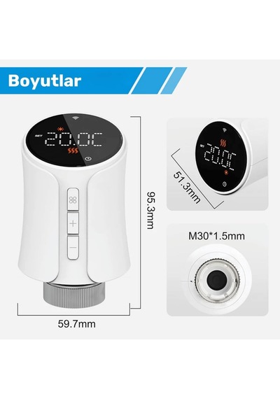 Zigbee Lcd Ekranlı Termostatik Radyatör Vanası Tuya, Smart Life, Zigbee2mqtt Uyumlu
