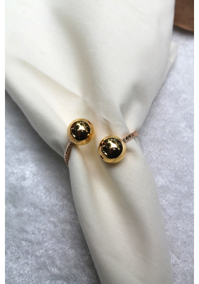 12 Adet Gold Bead Metal Halkalı Peçete Yüzüğüxx