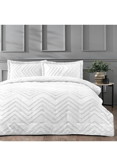 Linens Borneo Çift Kişilik Yatak Örtüsü Seti Beyaz