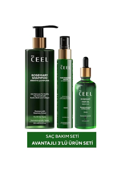The Ceel 3’lü Saç Bakım Seti – Dökülmeye Eğilimli ve Yıpranmış Saçlar İçin