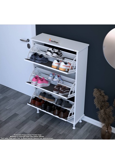 Modilayn Varbi Kapı Önü 72x 127x 26 Cm Lik 3 Düşer Kapak 6 Göz Raf Bölmeli Ayakkabılık Beyaz-antrasit Modilayn Varbi Kapı Önü 72x 127x 26 Cm Lik 3 Düşer Kapak 6 Göz Raf Bölmeli Ayakkabılık Beyaz-antrasit