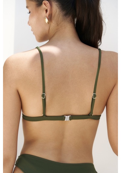 Mai Collection Mai Studios Co. Bintang Ayarlanabilir Üçgen Haki Bikini Üstü Haki