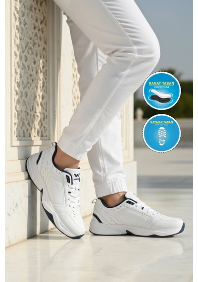 Walkway Beyaz Lacivert Kaymaz Taban Erkek Spor Ayakkabı Erya M Buz-lacivert