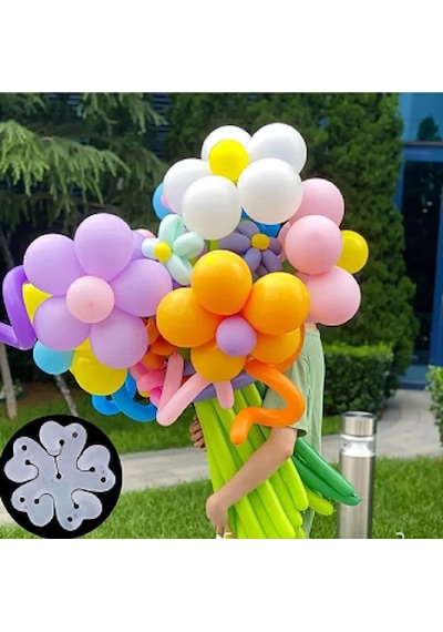 18'li Papatya-çicek Balon Yapma Aparatı Balon Çiçek Yapma Aparatı Dekoratif Balon Çiçek Aparatı Karışık Renkli