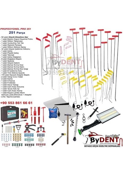 251 Parça Profesyonel Başlangıç Pdr Boyasız Göçük Onarım Seti