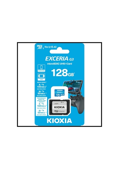 Kıoxıa 128gb Exceriag2, Lmex3l128gg2, A2 V30 4k, Cl10, 160mb/s, Microsd Kart Bellek Sd Adaptörlü