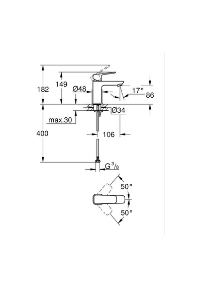 Cubeo Tek Kumandalı Lavabo Bataryası S-boyut Grh 1016990000 Gümüş
