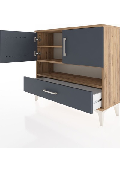 Arges Şifonyer 3 Raflı Tek Çekmeceli 2 Kapaklı 88x30x80 Çam-antrasit Atlas Çam Arges Şifonyer 3 Raflı Tek Çekmeceli 2 Kapaklı 88x30x80 Çam-antrasit Atlas Çam
