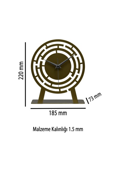 Labirent Model Metal Lazer Kesim Akar Sessiz Mekanizmalı Masa Saati Gold