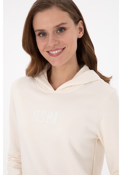 U.S. Polo Assn. Kadın Krem Kapüşonlu Basic Sweatshırt 50289536-VR071