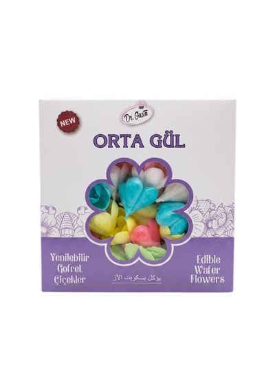 Gofret Gül Orta Boy 50 Adet 100 Yaprak Yenilebilir Pasta Süsleme Gülü