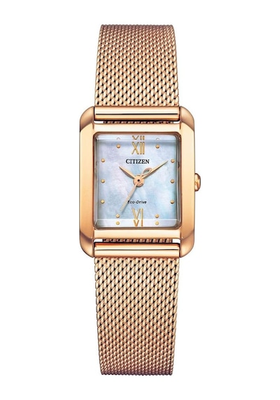 Citizen Ew5593-64d Dikdrötgen Kasa Hasır Kordonlu Altın Renk Kadın Kol Saati