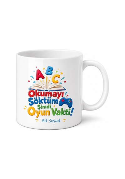 Okuma Bayramı Hediyesi Okumayı Söktüm Şimdi Oyun Vakti Kupa Bardak Beyaz / Çok Renkli