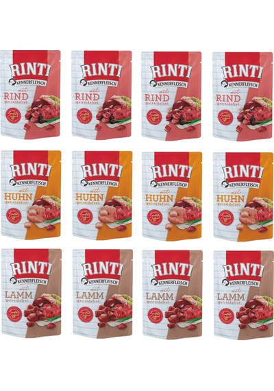 Rinti Pouch 3 Çeşit Karma Köpek Yaş Mama 12 x 400 G