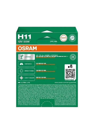 Osram 12v H11 Ampul 55w Ultra Lıfe 4 Kat Uzun Ömürlü 2 Ad
