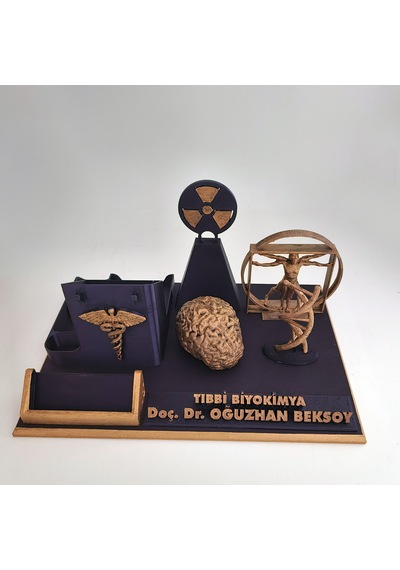 Kişiye Özel Biyokimya Uzmanı Masa İsimliği Ve Kartvizitlik Gold - Siyah