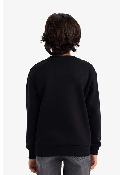 Defacto Erkek Çocuk Bisiklet Yaka Baskılı İçi Yumuşak Tüylü Sweatshirt G5559a825cwbk81 Siyah-bk81
