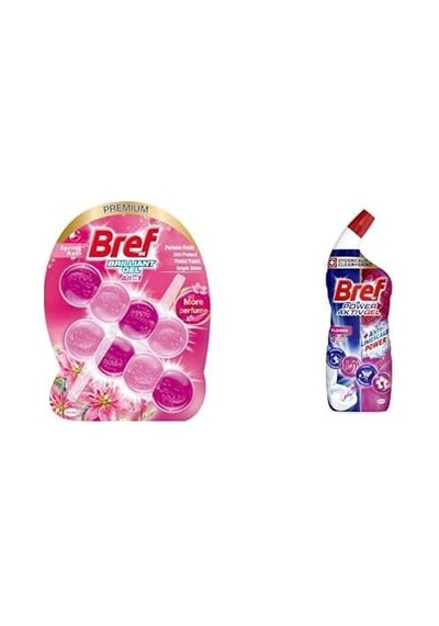 Tr Wc Brilliant Tuvalet Temizleme Jel Çiçek Kokulu 2'li 2 X 42 G Ve Bref Wc Power Aktiv Jel Çiçek Kokulu Tuvalet T