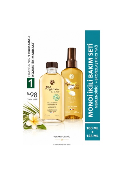 Monoi Bronzlaştırıcı Kuru Yağ 125 Ml Ve Besleyici Vücut Yağı 100 Ml Set Yoğun Nem Ve Tropikal Bakım