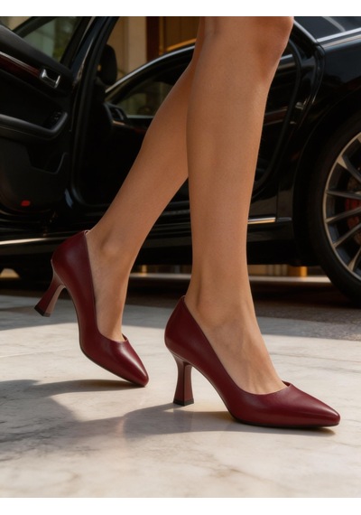 Nesilshoes Nesil Shoes Özma 7021 Bordo Topuklu Kadın Stiletto