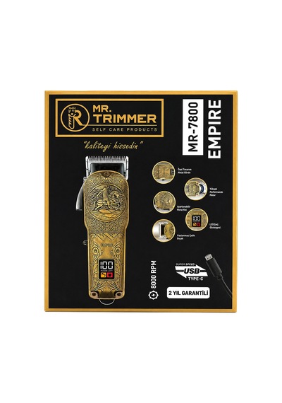 Saç Sakal Kesme Traş Makinesi Usb - Type-c Şarjlı - Led Gösterge 3-7-9-12mm Tarak Mr-7800 5468