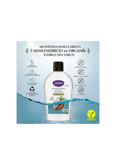 Organik Içerikli Sıvı Sabun Hindistan Cevizi 1.5 Lt X 4 Adet