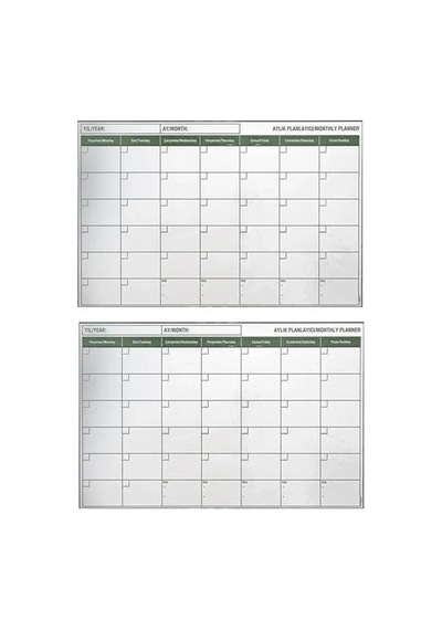 Manyetik Yapışkanlı Bir Aylık Program Planlayıcı Takvim 85x56 Cm 5468 Çok Renkli