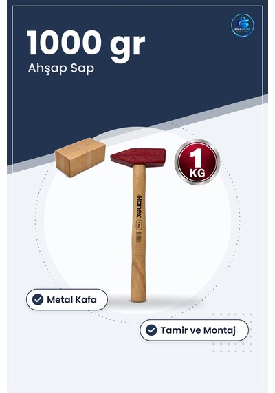 Çekiç 1000 Gr Ahşap Saplı Makine Tipi Hırdavat El Aleti Tamir Mon