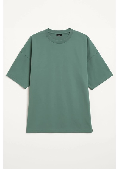 Markapia Kadın Bisiklet Yaka OversizePamuk T-shirt Kremit
