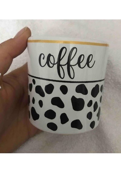 Coffee Yazılı Espresso, Double Türk Kahvesi Fincanı - Kulpsuz Bardak Çok Renkli