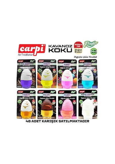 Carpi 100ml Oto Ve Oda Cam Kavanoz Kokusu 48li Paket Yoğun Esanslı Natural Kötü Giderici Hava Temizleyici BR0955022