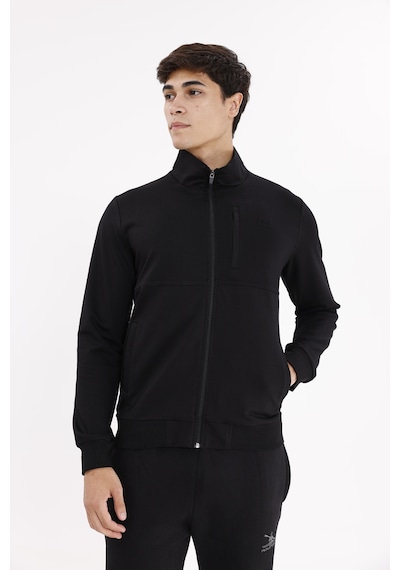 Rowinger Üç Cepli Yaka Detaylı Fermuarlı Rahat Kesim Ribana Manşetli Mevsimlik Sweatshirt Black