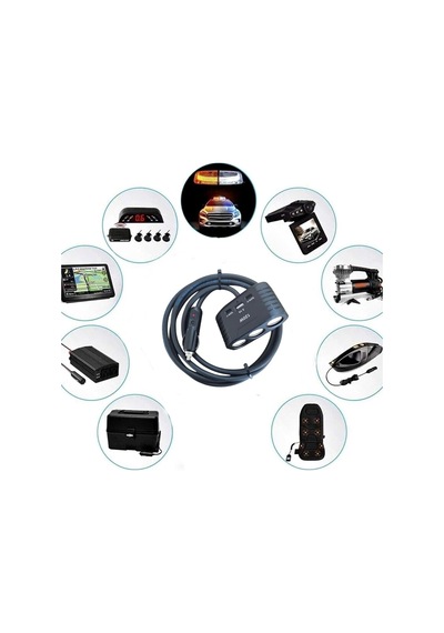 Araç Çakmak Uzatma Kablosu Çakmaklık Çoklayıcı Usb, Type-c Çıkışlı 12 Volt 10 Amper 120 Wat 2 X1,5mm Ttr Bak