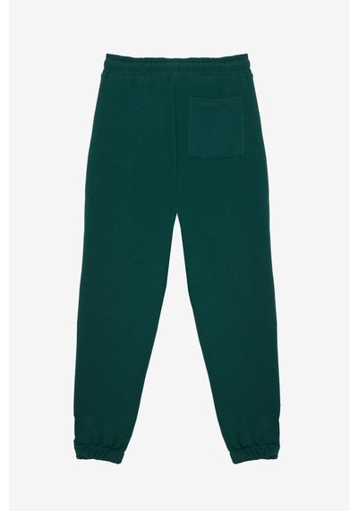 Tudors Unisex Relax Fit Rahat Kesim Şardonlu 3 Cepli Lastikli Jogger Paça Yeşil Eşofman Altı-32642 Yeşil