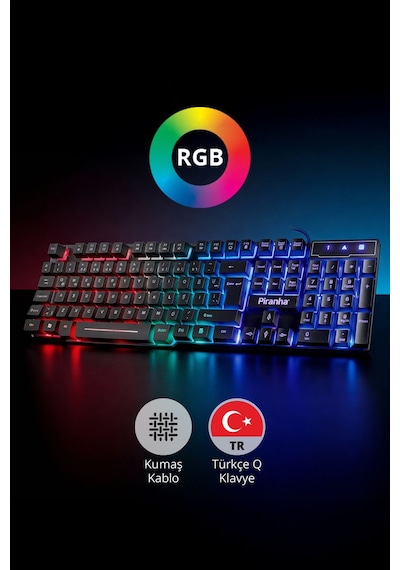 2345 Usb Kablolu 7 Renk Led Işıklı Gaming Q Klavye