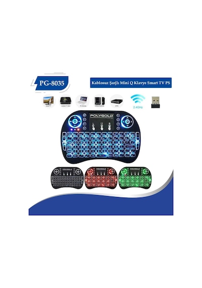 Mini Keyboard Air Smart Tv Işıklı Mini Klavye Dokunmatik Mouse