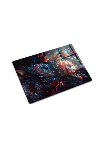 Cam Kesme Tablası - Cam Kesme Tahtası Dark Flowers 30cm X 40c