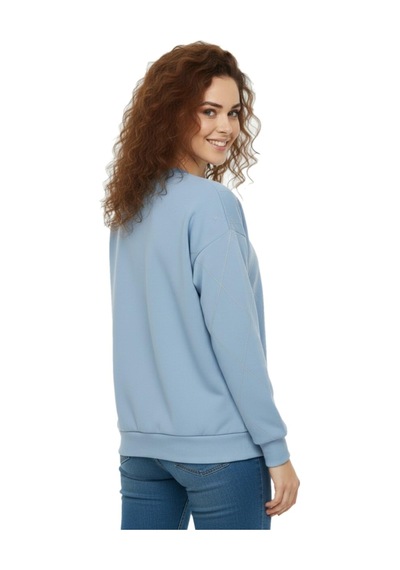 Baglan Kadın Sıfıryaka Sweatshirt Taşlı Bgl-st05060 Mavi