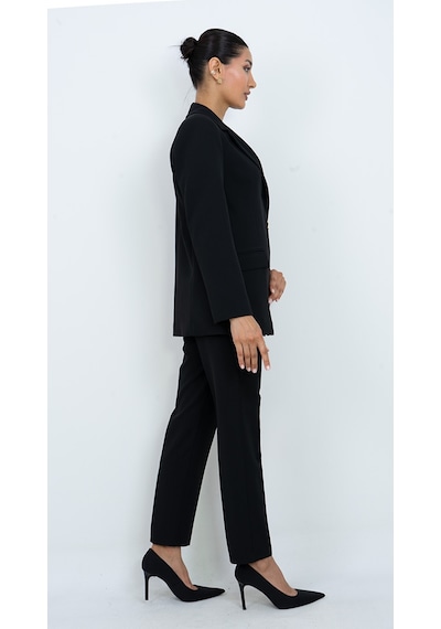 Dorne Moda Kadın Gold Düğmeli Şık Blazer Ceket Pantolon İkili Takım - Düğün - Ofis Şıklığı - Özel Gün Takım Elbise Bordo
