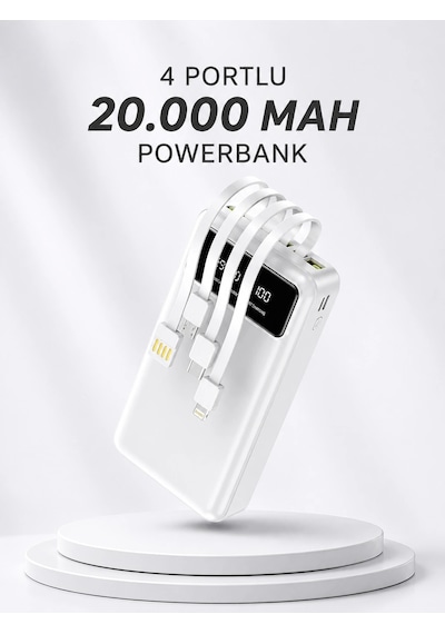 Powerbank Şarj Cihazı 4 Çıkışlı 20.000 Mah Powerbank Kompakt Yüksek Kapasiteli Hızlı Şarj Çok Renkli 05456157