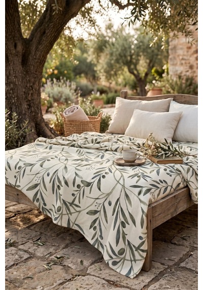 Cotton Collection Tek Kişilik Pike Olıve 160x230 Yeşil - Beyaz