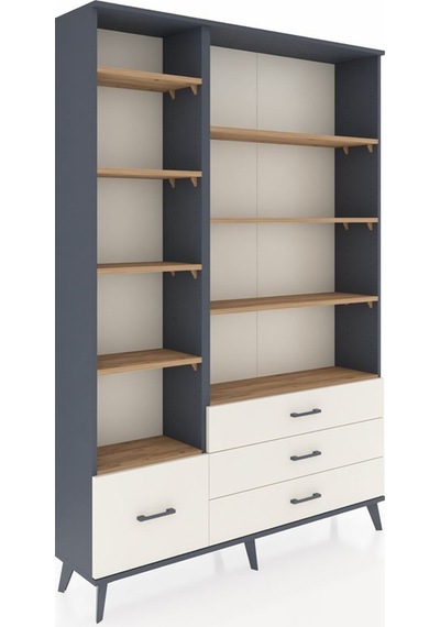 Arges Dolap 9 Raflı 4 Çekmeceli 132x30x195 Antrasit-çam/aytaşı Antrasit