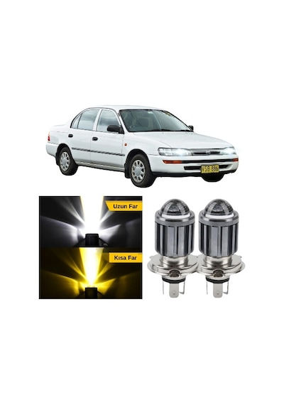 Toyota Corolla AE101 1991-1998 Uyumlu Mercekli Şimşek Etkili Led Xenon Far Ampulü Sarı 53899566