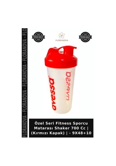 Özel Seri Fitness Sporcu Matarası Shaker 700 Cc Kırmızı Kapak - 9x48+10