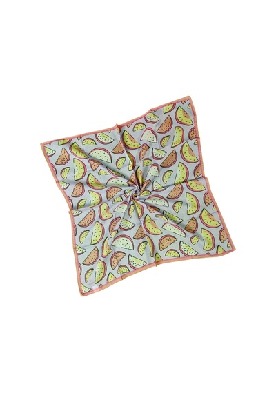 Mim Eşarp Valino Soft Pamuk Çocuk Desenli Eşarp 70x70 Cm Açık Mavi - Karpuz