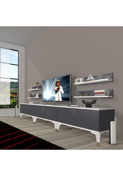 Decoraktiv Eko 270r Mdf Gold Tv Ünitesi Tv Sehpası Beyaz - Siyah
