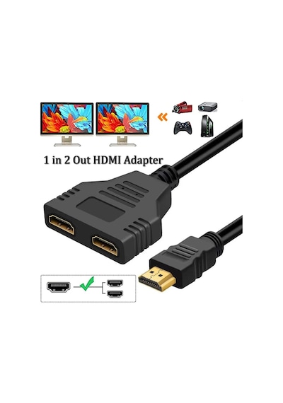 1 İn 2 Out Hdmı Çoklayıcı Splitter Kablo İki Çıkışlı Ekran Çoğaltıcı Adaptör Dönüştürücü Bilgisayar, Konsol, Tv, Projeksiyon Uyumlu Çift Monitör Bağlantı Kablosu 1 Giriş 2 Çıkış Çoklama Aparatı