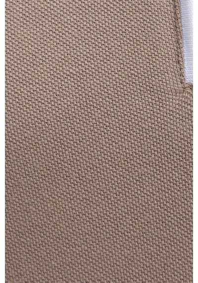 Tudors Erkek Polo Yaka Slim Fit Pamuk Fermuarlı Pike Tişört-27083-Kahve Kahverengi