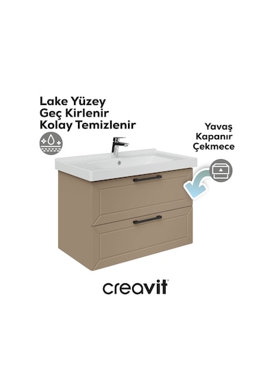 Creavit D20 80 Cm İki Çekmeceli Lavabo Dolabı Dafne Lake Kapak Dafne Creavit D20 80 Cm İki Çekmeceli Lavabo Dolabı Dafne Lake Kapak Dafne